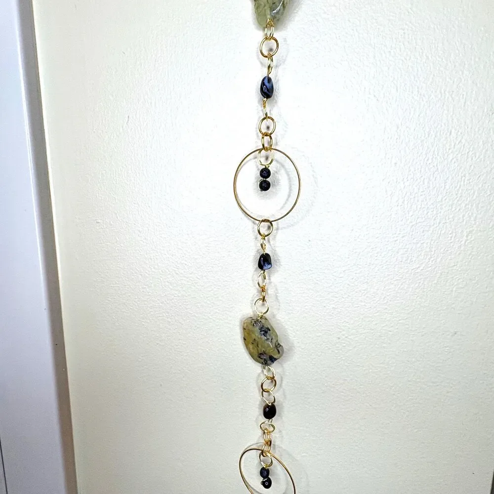 Prehnite Black Onyx Beads Gemstone Wall Hang Unconditional Love & Protection